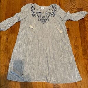 J Jill Bohemian Cotton Gauze Pinstripe dress Size Medium